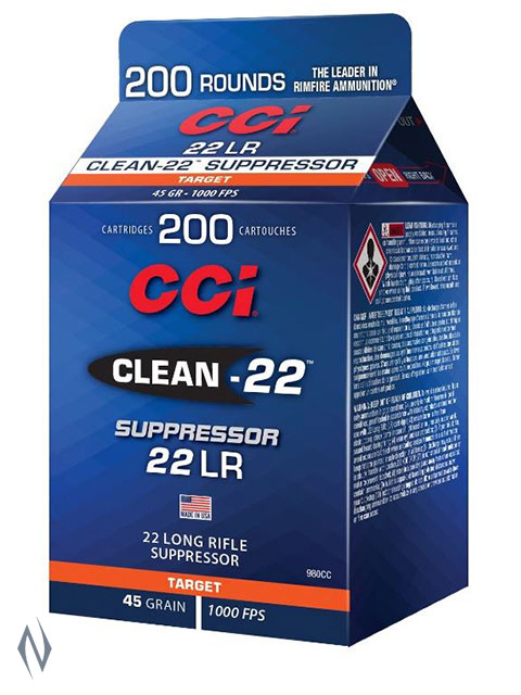 CCI 22LR CLEAN-22 SUPPRESSOR 45GR LRN 200 RND POUR PACK 1000FPS Image