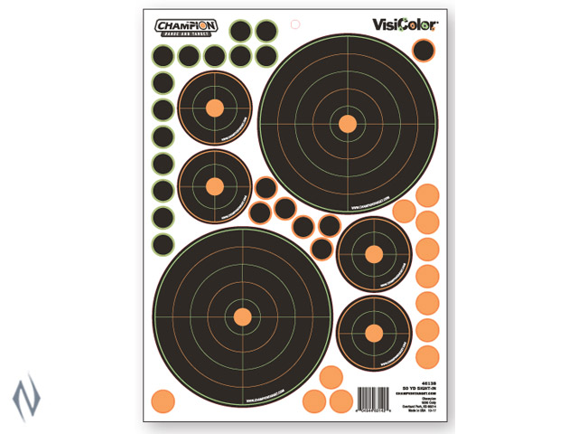 CHAMPION TARGET VISICOLOR ADHESIVE BULLSEYE SIGHT IN 50YD + PATCHES Image