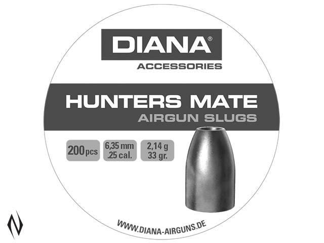 DIANA HUNTERS MATE SLUGS 25 CAL 33GR AIR PELLETS 200 PK Image