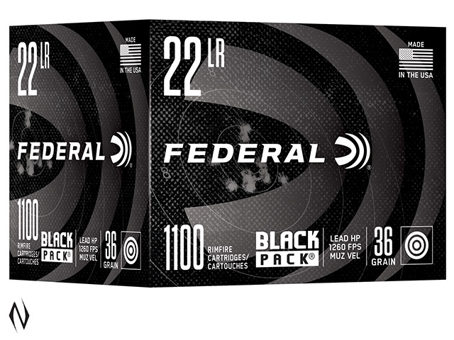 FEDERAL 22LR 36GR LEAD HP BLACK PACK 1100 PK 1260FPS Image