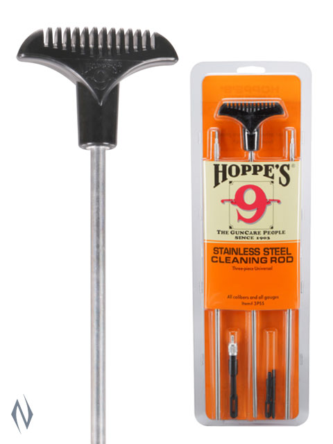 HOPPES BENCHREST CLEANING ROD 3 PC STAINLESS UNIVERSAL RIFLE / SHOTGUN 33" Image
