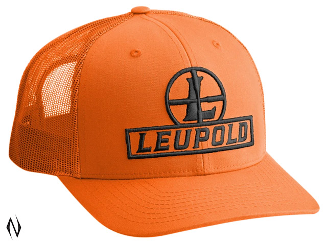LEUPOLD RETICLE TRUCKER CAP FLAT BILL BLAZE ORANGE Image
