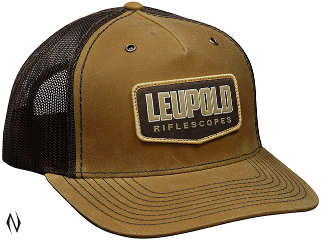 LEUPOLD RIFLESCOPES WAXED CANVAS TRUCKER CAP WHISKEY BROWN Image