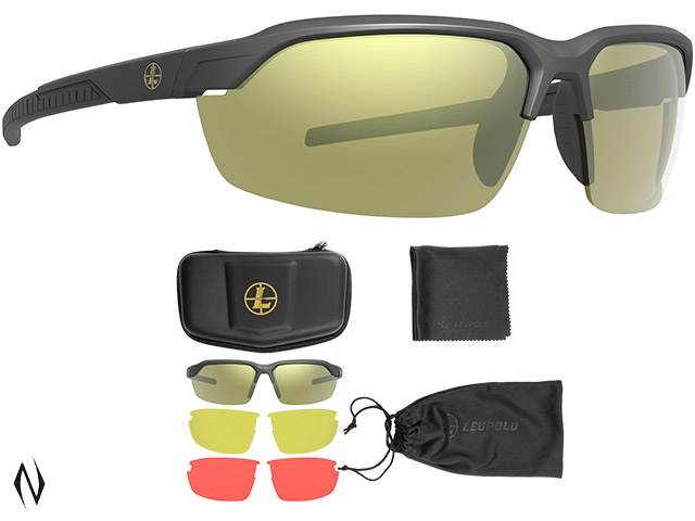 LEUPOLD SUNGLASSES TRACER MATTE BLACK DAYLIGHT MAX INC YELLOW & RED LENSES Image