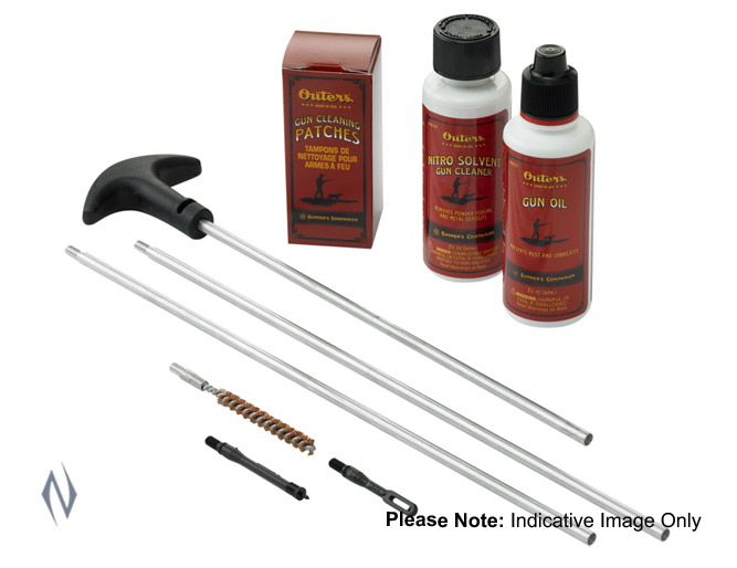 OUTERS RIFLE CLEANING KIT ALUMINIUM ROD CLAM PACK 22 CAL Image